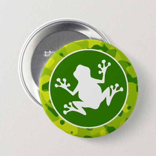 Apple Green Camo; Kikker Ronde Button 7,6 Cm (Voorkant /achterkant)