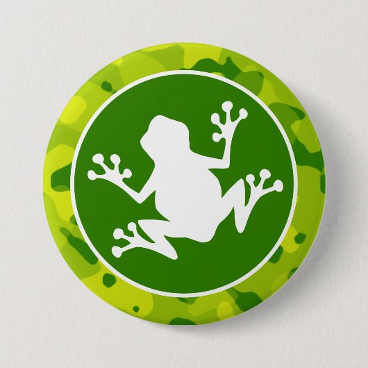 Apple Green Camo; Kikker Ronde Button 7,6 Cm (Voorkant)