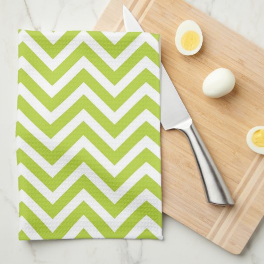 Apple Green Chevron Theedoek (Quarter Fold)