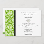 Apple Green Classic Damask Wedding Invitation Kaart (Voorkant / Achterkant)