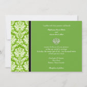 Apple Green Classic Damask Wedding Invitation Kaart (Voorkant)