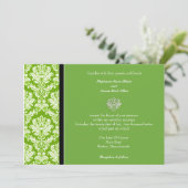 Apple Green Classic Damask Wedding Invitation Kaart (Staand voorkant)