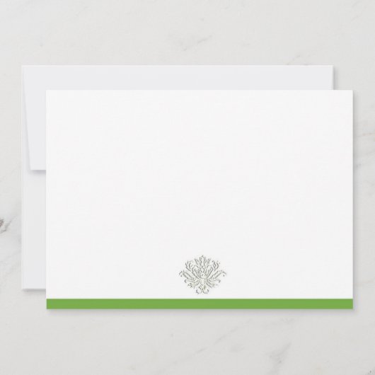 Apple Green Classic Damask Wedding Invitation Kaart (Achterkant)