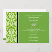 Apple Green Classic Damask Wedding Invitation Kaart (Voorkant / Achterkant)