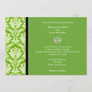 Apple Green Classic Damask Wedding Invitation Kaart