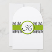 Apple Green Damask Borders Wedding Invitation Kaart (Achterkant)