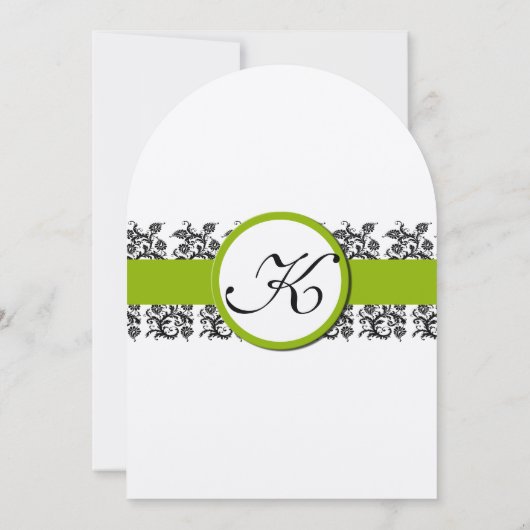 Apple Green Damask Borders Wedding Invitation Kaart (Achterkant)