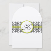 Apple Green Damask Borders Wedding Invitation Kaart (Achterkant)