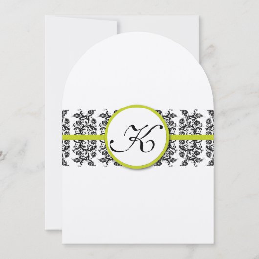 Apple Green Damask Borders Wedding Invitation Kaart (Achterkant)