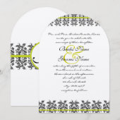 Apple Green Damask Borders Wedding Invitation Kaart (Voorkant / Achterkant)