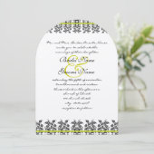 Apple Green Damask Borders Wedding Invitation Kaart (Staand voorkant)