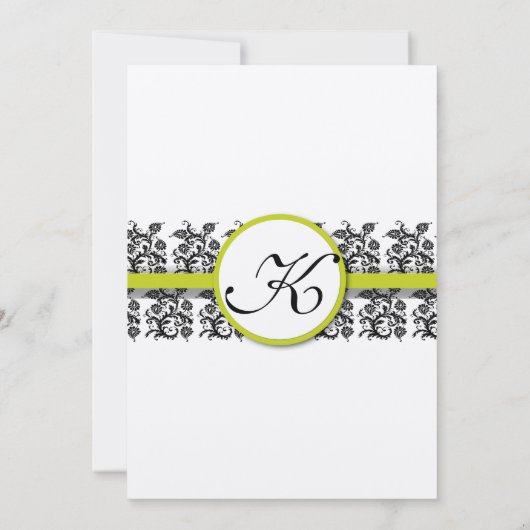 Apple Green Damask Borders Wedding Invitation Kaart (Achterkant)