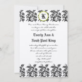 Apple Green Damask Borders Wedding Invitation Kaart (Voorkant)