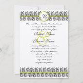 Apple Green Damask Borders Wedding Invitation Kaart (Voorkant)