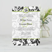 Apple Green Damask Krullen Trouw Uitnodiging (Staand voorkant)
