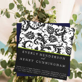 Apple Green Damask Monogram Wedding Uitnodiging
