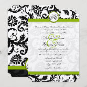 Apple Green Damask Swirls Wedding Invitation Kaart (Voorkant / Achterkant)