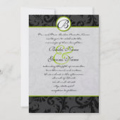 Apple Green Damask Swirls Wedding Invitation Kaart (Voorkant)