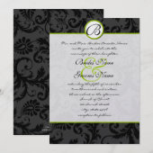 Apple Green Damask Swirls Wedding Invitation Kaart (Voorkant / Achterkant)