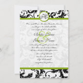 Apple Green Damask Swirls Wedding Invitation Kaart (Achterkant)