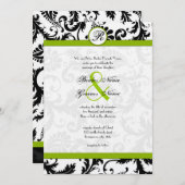 Apple Green Damask Swirls Wedding Invitation Kaart (Voorkant / Achterkant)