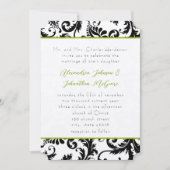 Apple Green Damask Swirls Wedding Invitation Kaart (Voorkant)