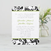 Apple Green Damask Swirls Wedding Invitation Kaart (Staand voorkant)