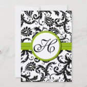 Apple Green Damask Swirls Wedding Invitation Kaart (Voorkant)