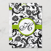 Apple Green Damask Swirls Wedding Invitation Kaart (Voorkant / Achterkant)