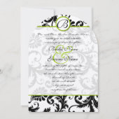 Apple Green Damask Swirls Wedding Invitation Kaart (Voorkant)