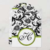 Apple Green Damask Swirls Wedding Invitation Kaart (Voorkant / Achterkant)