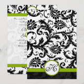Apple Green Damask Swirls Wedding Invitation Kaart (Voorkant / Achterkant)