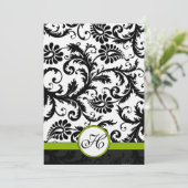 Apple Green Damask Swirls Wedding Invitation Kaart (Staand voorkant)