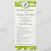 Apple Green Damask Swirls Wedding Program Programmakaart (Voorkant)