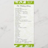 Apple Green Damask Swirls Wedding Program Programmakaart (Achterkant)