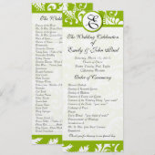 Apple Green Damask Swirls Wedding Program Programmakaart (Voorkant / Achterkant)