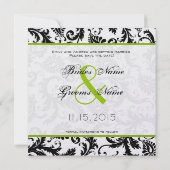 Apple Green Damask Swirls Wedding Save the Date (Achterkant)
