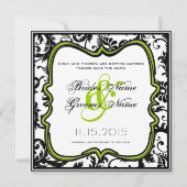 Apple Green Damask Swirls Wedding Save the Date Kaart (Achterkant)