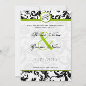 Apple Green Damask Swirls Wedding Save the Date Kaart (Achterkant)