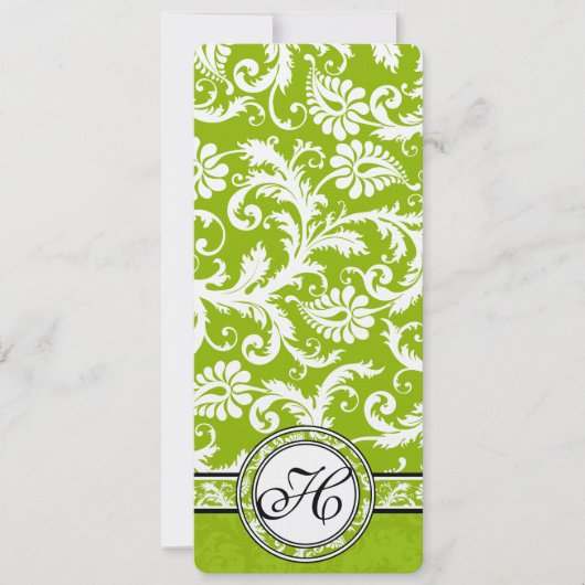 Apple Green Damask Wedding Uitnodiging (Voorkant)