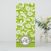 Apple Green Damask Wedding Uitnodiging (Staand voorkant)