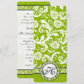 Apple Green Damask Wedding Uitnodiging (Voorkant / Achterkant)