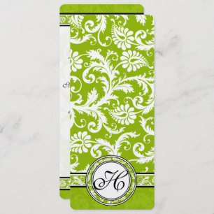 Apple Green Damask Wedding Uitnodiging