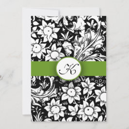 Apple Green Elegante Damask Monogram Uitnodiging