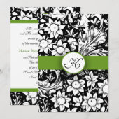 Apple Green Elegante Damask Monogram Uitnodiging (Voorkant / Achterkant)