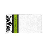 Apple Green- en Black Damask-Stippen Etiket (Voorkant)