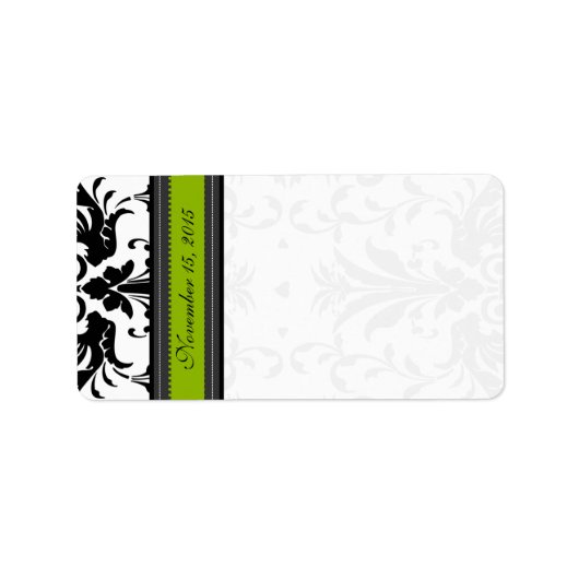 Apple Green- en Black Damask-Stippen Etiket (Voorkant)
