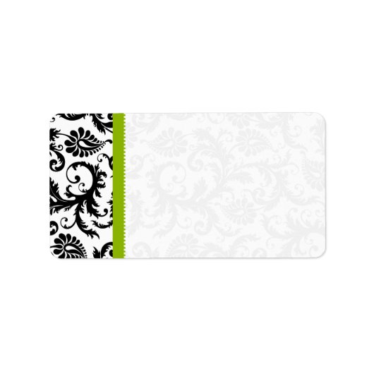 Apple Green- en Black Damask-Stippen Etiket (Voorkant)