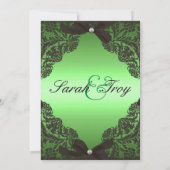 Apple Green en Black Lace bruiloft-uitnodiging Kaart (Achterkant)