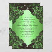 Apple Green en Black Lace bruiloft-uitnodiging Kaart (Voorkant / Achterkant)